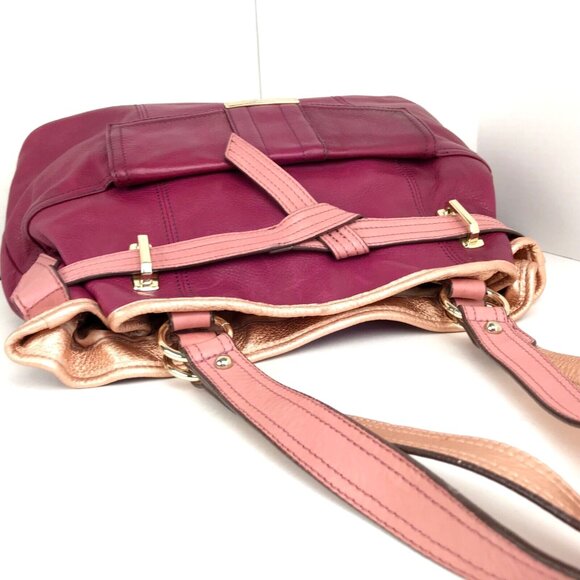 B MAKOWSKI Large Leather Hobo Shoulder Bag Purse Pink Copper Designer Pockets - Picture 5 of 16